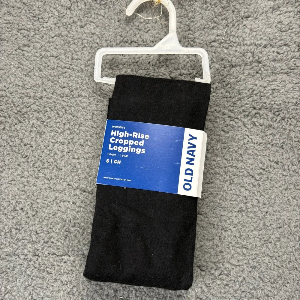 Old Navy High-Rise Cropped Leggings Stretch‎ Casual Black Pants Size Small
